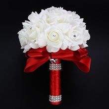 AYiCuthia más barato PE Rosa dama de honor boda espuma flores ramo de rosas de novia para boda cinta de novia falso ramo de novia 9 color S30 2024 - compra barato