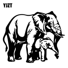 YJZT 18,1 CM * 15,2 CM elefantes y pequeña puerta de coche elefante decoración creativa coche pegatina vinilo negro/ de plata C4-1627 2024 - compra barato