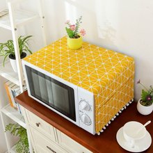 Microwave Oven Dust Covers Proof Cover with Side Puch Bag Cotton Linen Kitchen Yellow Storage Bags Tassel Home Supply 2024 - buy cheap