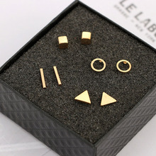 Fashion Women Round Stud Earrings Square Simple Trilateral Black Graceful Silvery Environmental Golden Alloy Jewelry earrings 2024 - buy cheap