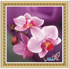 Цветок Орхидея фото 5d diy Бисероплетение 0058R-круглая Алмазная вышивка крестиком Алмазная мозаика картина 2024 - купить недорого