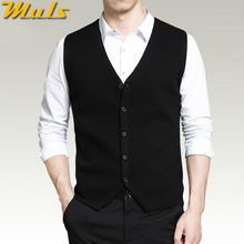 Мужской жилет, свитер в повседневном стиле, шерстяной вязаный однобортный мужской кардиган, жилет большого размера 4XL, брендовый серый, черный, темно-синий MS16007 2024 - купить недорого