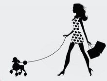 Clothes Shop  Vinyl Wall Decal Fashion Girl With Poodle And Shopping Bags Wall Sticker Salon Clothes Store Bedroom Decoration 2024 - buy cheap