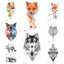 Watercolor Fox Temporary Tattoo Stickers Women Arm Insect Water Transfer Tatoos Men Geometrical Wolf Flash Tattoo Sexy Charm DIY 2024 - buy cheap