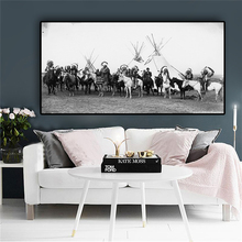 Pintura de cavalo indiana nativo, preto e branco, posteres e impressões, arte em tela escandinavo, imagem de parede para sala de estar 2024 - compre barato