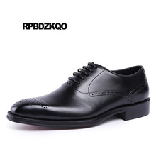 Handmade Leather Shoes Brand Men Brogue Runway Oxfords Italy European Italian Square Toe Black Pointy Formal Dress British Style 2024 - buy cheap