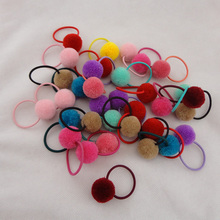 50PCS 2.0cm Pompom fur ball kids Elastic hair ropes hair bands Plush velvet Ball Hair Ring Hair Tie Accessories 2024 - buy cheap