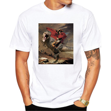Camiseta masculina de manga curta com estampa de bombeiro corgi/dinossauro, camiseta personalizada, camiseta harajuku streetwear, novidade 2024 - compre barato