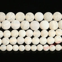 Preço de fábrica natural pedra geada caranguejo branco agat redonda solta grânulos 4 6 8 10 12mm escolher tamanho para fazer jóias 2024 - compre barato