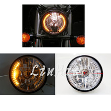 Motorcycle Amber 26 LED Round 7"H4 Headlight With Turn Signal Firs For Harley Sportster Iron 883 1200 XL 883N Bobber New 2024 - buy cheap