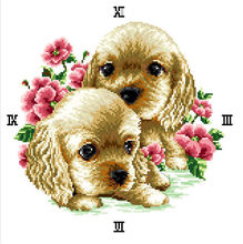 Embroidery Package Free Shipping  Cross Stitch Kits Two Lovely Dogs With Clock 2024 - buy cheap