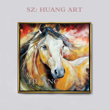 Modern hand-painted picture frame, oil painting, animals, horses, living room, study, children's room, hanging on the wall decor 2024 - buy cheap