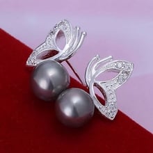 925 jewelry silver plated ,fashion jewelry For Women, Pearl Butterfly Purple Earrings /DQKDWEEQ LKIDDKJY E017-3 2024 - buy cheap