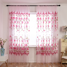 Urijk Pink Peony Flower Printed Tulle Curtains For Living Room Transparent Tulle Curtains Modern Window Drapes Sheer For Bedroom 2024 - buy cheap