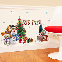 Christmas Decoration Window Glass Stickers Merry Christmas Santa Claus Snow PVC Removable Wall Sticker for Xmas Home Decal 18Sep 2024 - buy cheap