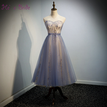 He's Bride Sweet Purple Cocktail Dress Sexy Sweet Heart Sleeveless Sequins Lace Up Tea-length Prom Formal Grown Robe De Soiree 2024 - compre barato