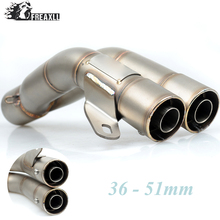 36-51MM Universal Motorcycle Double Exhaust Muffler Pipe escape moto For YAMAHA MT 09 01 07 T-MAX 530 ABS YZF R1 R6 XV 950 R ABS 2024 - buy cheap