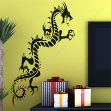 Наклейки на стену, домашний декор, ПВХ, Виниловая наклейка, съемная художественная роспись, размер дракона 66x200 см 2024 - купить недорого