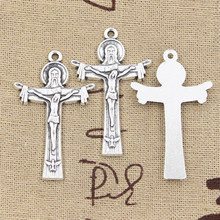 5 uds colgantes de cruz Jesús 40x24mm ajuste para hacer colgantes antiguos, color plateado bronce tibetano Vintage, joyería artesanal DIY 2024 - compra barato