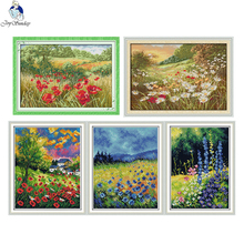 Joy Sunday Beautiful Flowers Series Cross stitch kits DMC Needlework Embroidery Cross-Stitch DIY Handwork Fabric 14CT and 11CT 2024 - buy cheap