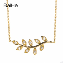 BAIHE Solid 18K Yellow Gold 0.10ct H/SI Natural Diamonds Engagement Women Trendy Fine Jewelry Beautiful diamond Necklaces 2024 - buy cheap