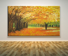 Pintura al óleo de paisaje dorado de alta calidad, lienzo de otoño, pintura para decoración del hogar, Envío Gratis 2024 - compra barato