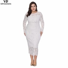 VIP FASHION 2019 Latest Style Plus Size O-Neck Ankle-Length Long Sleeve Women's Dress Summer Ladies Solid Casual Dress 2024 - buy cheap