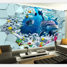 Beibehang-papel tapiz personalizado de gran escala, mural 3D de alta gama, Fondo de pared, mundo submarino, cuadro decorativo tridimensional 2024 - compra barato