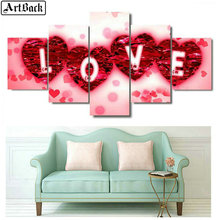 Artback novo ícone de pintura de diamante "love", tema amor, mosaico, bordado com diamante 3d 2024 - compre barato