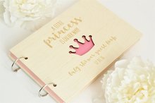 Corona de madera personalizada para Baby Shower, libro de invitados, álbum de bienvenida para bebé, libro de sesión, álbumes de fotos de cumpleaños 2024 - compra barato