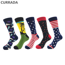 5pairs/lot Brand Quality Men Socks Combed Cotton colorful Happy Funny Socks Hot Sale fashion Casual long Mens compression socks 2024 - buy cheap
