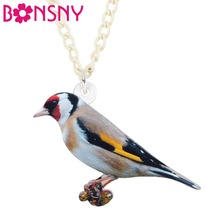 Bonsny colar europeu de acrílico goldfinch bird, pingente, corrente longa, gargantilha fashion, animal, joias para mulheres, presente de meninas, atacado 2024 - compre barato