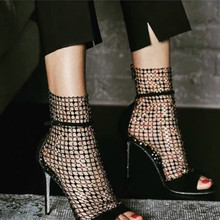 2019 Summer Women Air Mesh Sexy Sandals Buckle Strap Bling High Heels Fashion Design Party Shoes Woman Zapatos De Mujer 2024 - buy cheap