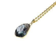 Free Shipping Fashion Jewelry Big Natural slice geode druzy pendant necklace gold bezel long stone gold chain necklace for women 2024 - buy cheap