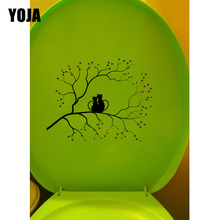 Yoja 20.9*26.4 cm gato dos desenhos animados árvores silhueta decalque da parede decoração do banheiro wc adesivo T1-0086 2024 - compre barato