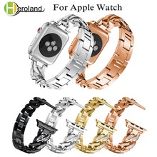 Correa de reloj de pulsera para Apple Watch, bandas de 38mm/42mm/40mm, 44mm, correa de reloj de acero inoxidable de diamante para iwatch series 4, correa negra 2024 - compra barato