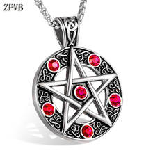 ZFVB Blue CZ zircon Pentagram Necklace Pendant for Women Mens 316L Stainless Steel Charm Crystal Pendants Necklaces Jewelry Gift 2024 - buy cheap