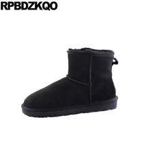 Botines de talla grande para hombre, Botines de cuero genuino, piel de oveja, nieve, australiana, piel auténtica, zapatos de ante de lujo, color negro, Invierno 2024 - compra barato