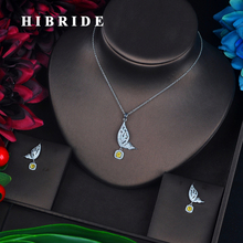 HIBRIDE New Fashion Fly Bird Shape Shiny Cubic Zircon Small Jewerly Set Luxury Design Link Chain Earring Necklace Set N-671 2024 - buy cheap