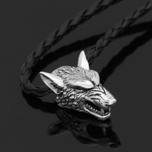 Collar con colgante de cabeza de Lobo de plata, joyería Original de Animal con cuentas de plata 2024 - compra barato