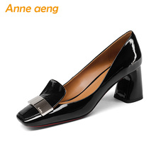 Sapatos de salto alto de couro bovino, calçado feminino com ponta alta em couro legítimo, preto, primavera/outono 2024 - compre barato