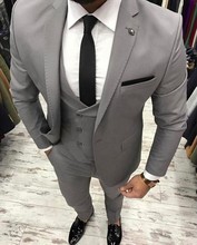 Coat Pants Light Grey Men Suit Slim Fit 3 Piece Groom Tuxedo Prom Suits Costume Homme Terno Masculino Blazer Jacket+Pant+Vest 2024 - buy cheap