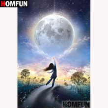 HOMFUN Full Square/Round Drill 5D DIY Diamond Painting "Cartoon Girl moon" 3D Diamond Embroidery Cross Stitch Home Decor A18596 2024 - buy cheap