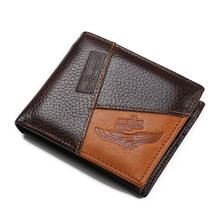 Vintage Men Wallets Genuine Leather Brand Wallet Short Patchwork Leather Purse with Zipper Coin Pocket 2024 - buy cheap