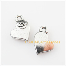 Colgantes de amuletos de corazón, 25 uds., Color plata tibetana, 12x14mm 2024 - compra barato