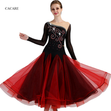 Waltz Ballroom Dance Competition Dresses Standard Dance Dress Costume Latina Customize D0972 Mesh Sleeve Sheer Hem 2024 - buy cheap