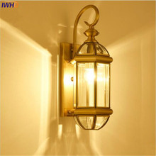 Iwhd-luz de parede externa ip55, luminária vintage simples de cobre, à prova d'água para parede de áreas externas, para varanda, corredores e banheiro 2024 - compre barato