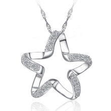 New Arrival 925 Sterling Silver  Chic Pendant Necklace Girls Wedding Accessories Women Funny Lucky Star Shape Jewelry 2024 - buy cheap