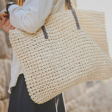 Mulheres Handmade Malha Saco Rattan Bolsa de Palha Da Praia do Verão Do Vintage Grandes Sacos de Ombro 2024 - compre barato