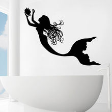 Mermaid Wall Decals Nursery Home Bathroom Decor Beautiful Amusing Wall Art Mural Bathroom Decoration Kids Girls Room W443 2024 - buy cheap